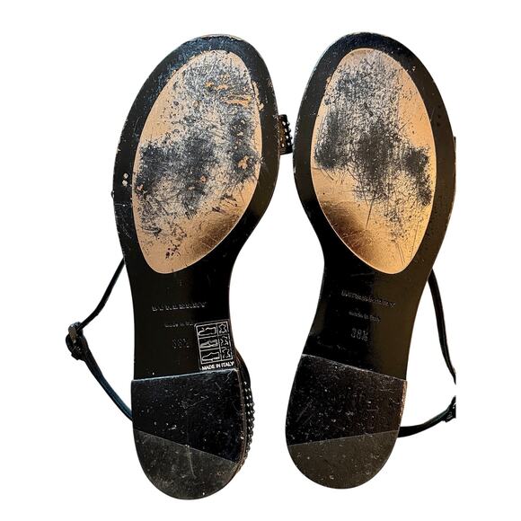 Burberry Black Patent Leather Strappy Studded Sandals - - Picture 6 of 6
